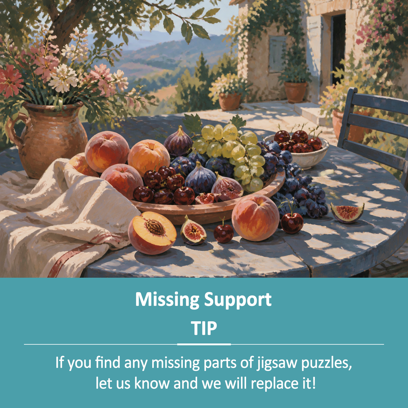 Sunlit Summer Fruit Table Gouache Landscape Puzzle - puzzle product view