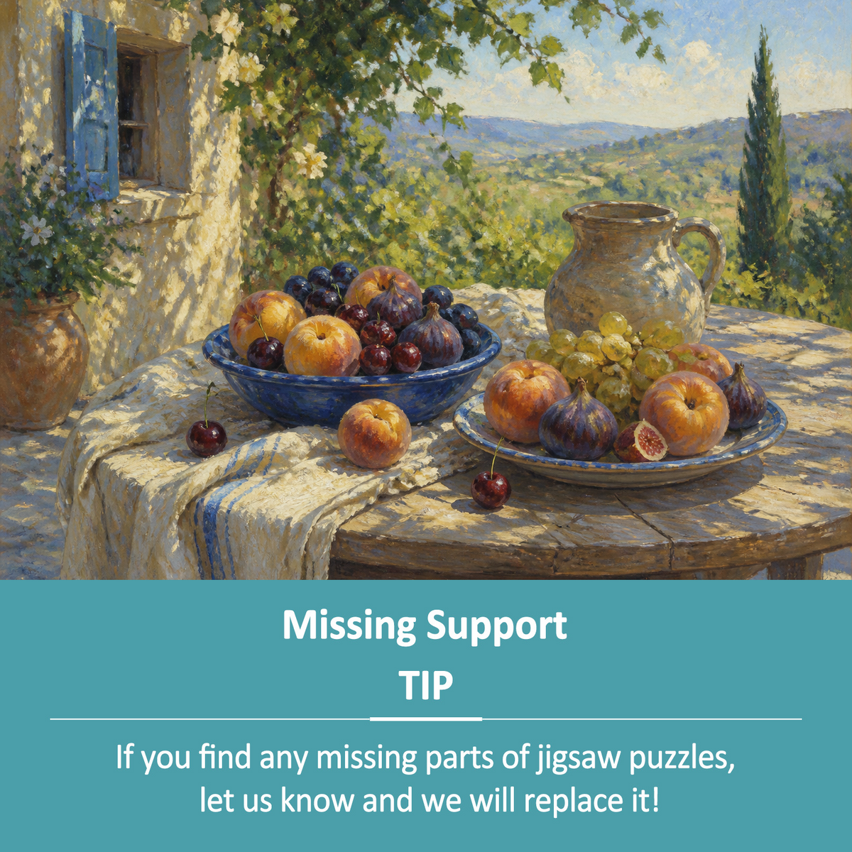 Moonlit Summer Fruit Table Textile Quilt Landscape Puzzle - puzzle product view