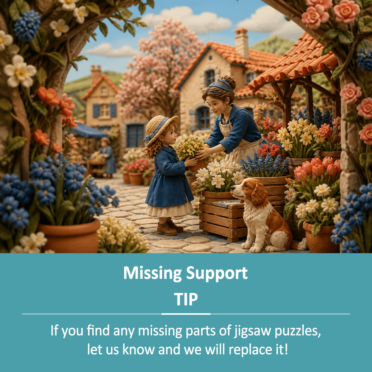 Vibrant Spring Flower Market Soft 3d Storybook Landscape Puzzle - puzzle product view