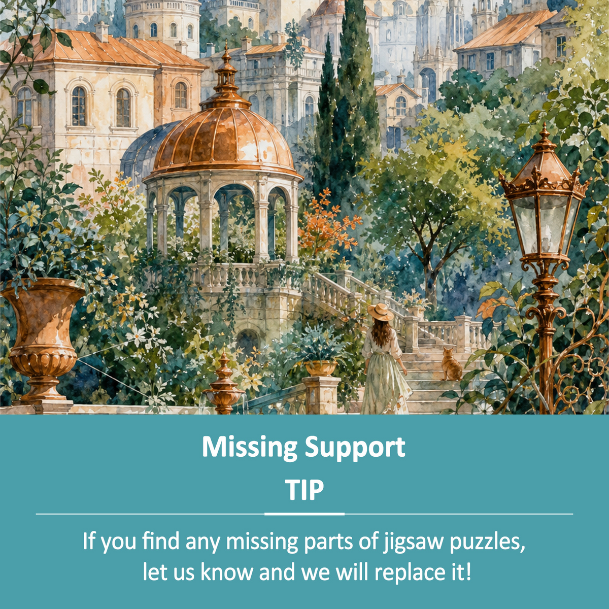 Misty Watercolor City Garden Portrait Puzzle - puzzle product view
