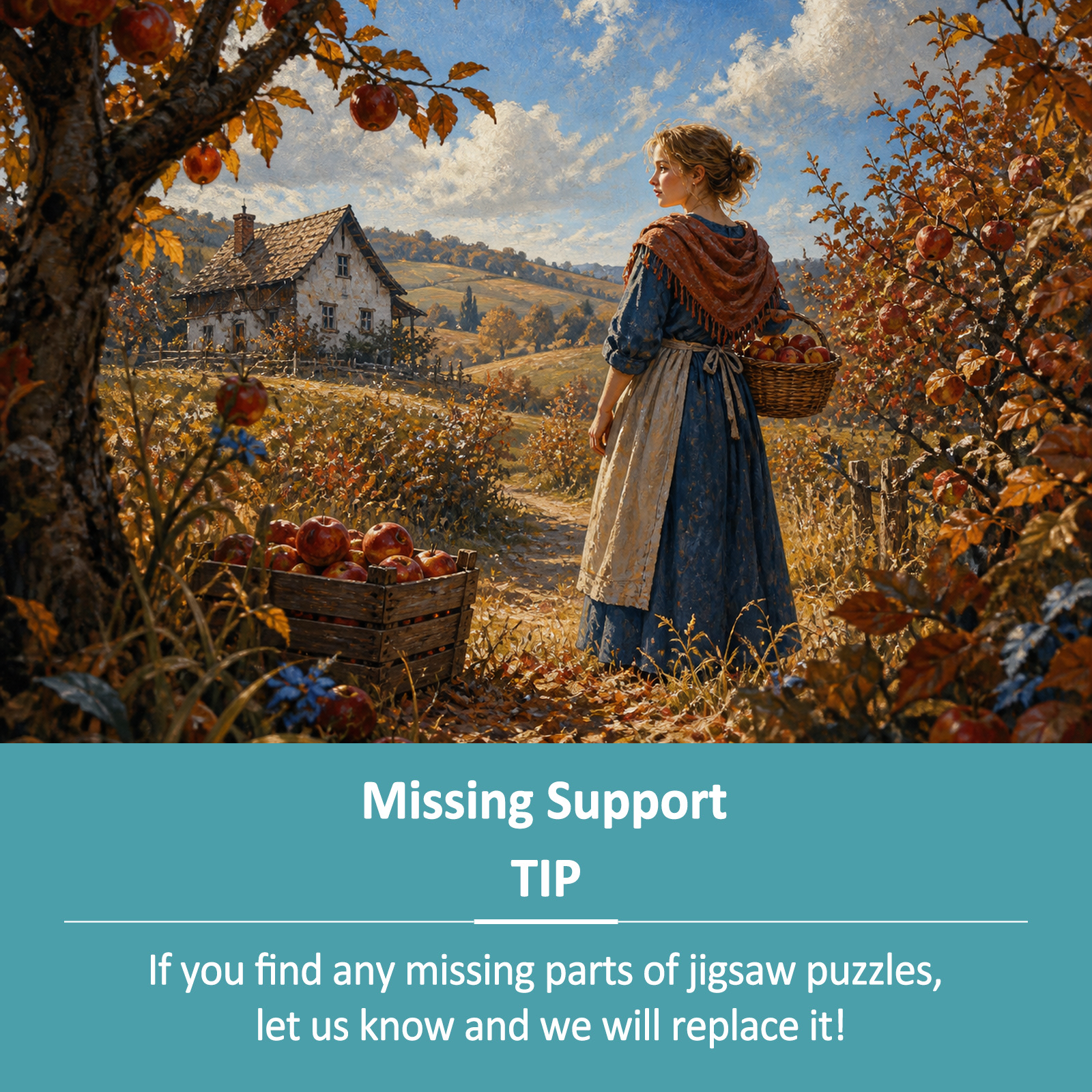 Rain Washed Autumn Apple Orchard Character Illustration Landscape - puzzle product view
