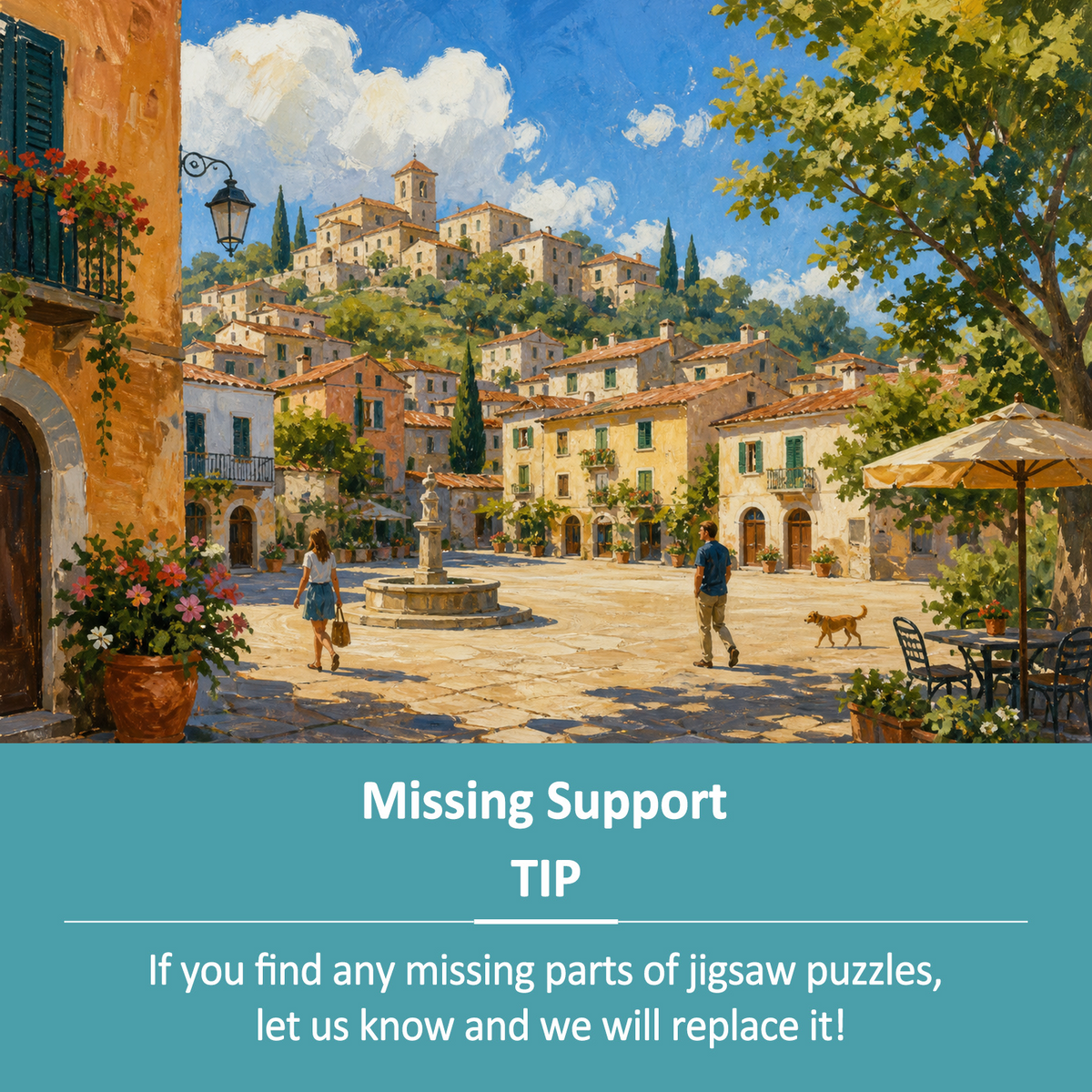 Sunlit Hill Town Landscape Puzzle - puzzle product view