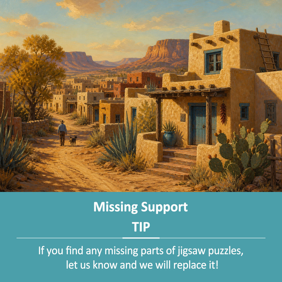Golden-Hour Desert Adobe Town Landscape Puzzle - puzzle product view