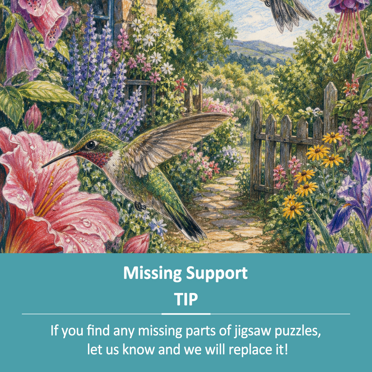 Rain-Washed Hummingbirds Portrait Puzzle - puzzle product view