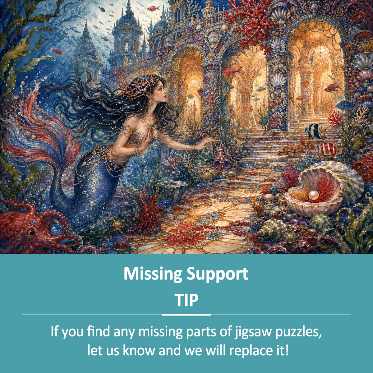 Misty Mermaid Coral Palace Landscape Puzzle - puzzle product view