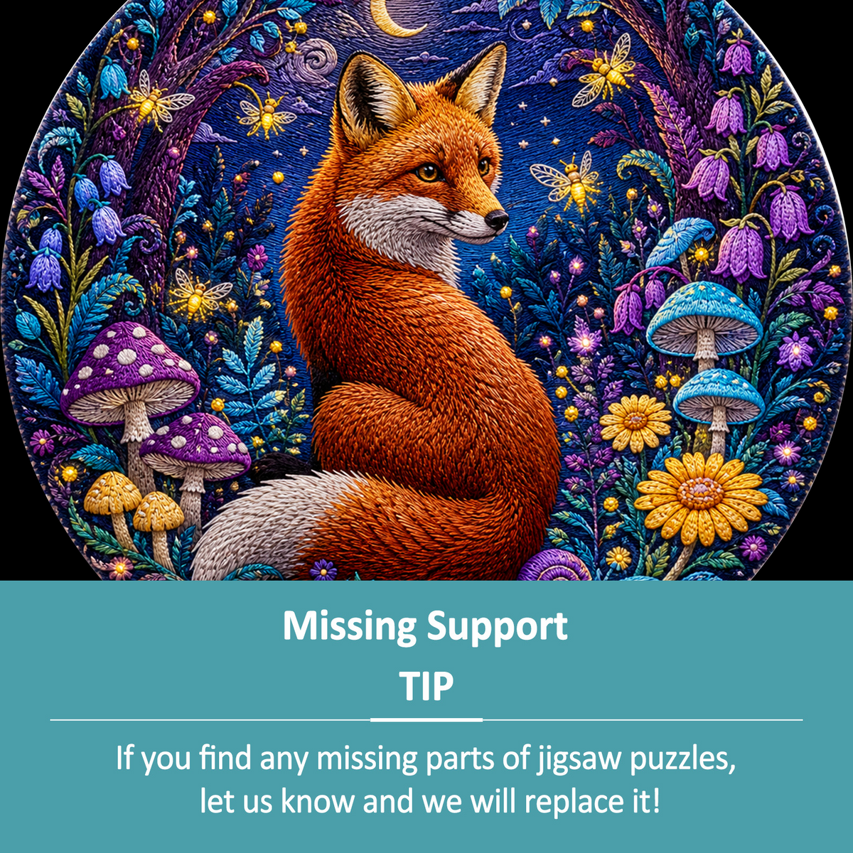 Twilight Fox and Firefly Grove Round Puzzle - puzzle product view