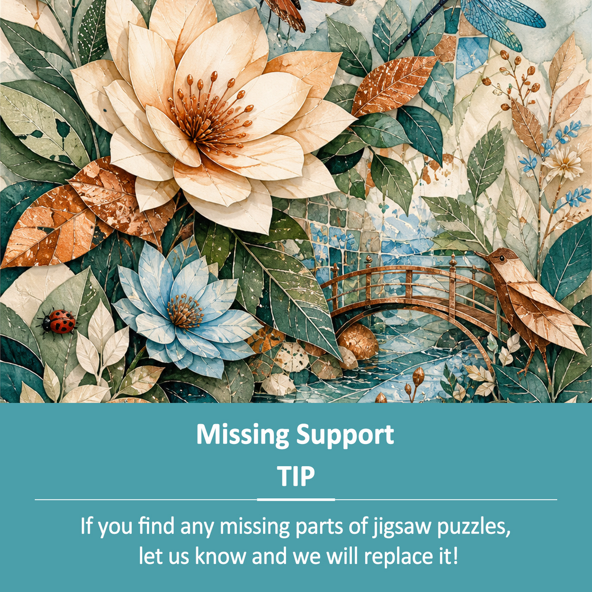 Rainwashed Paper Garden Symphony Portrait Puzzle - puzzle product view