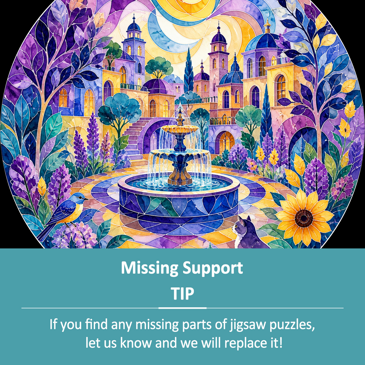 Dancing Watercolor City Garden Round Puzzle - puzzle product view