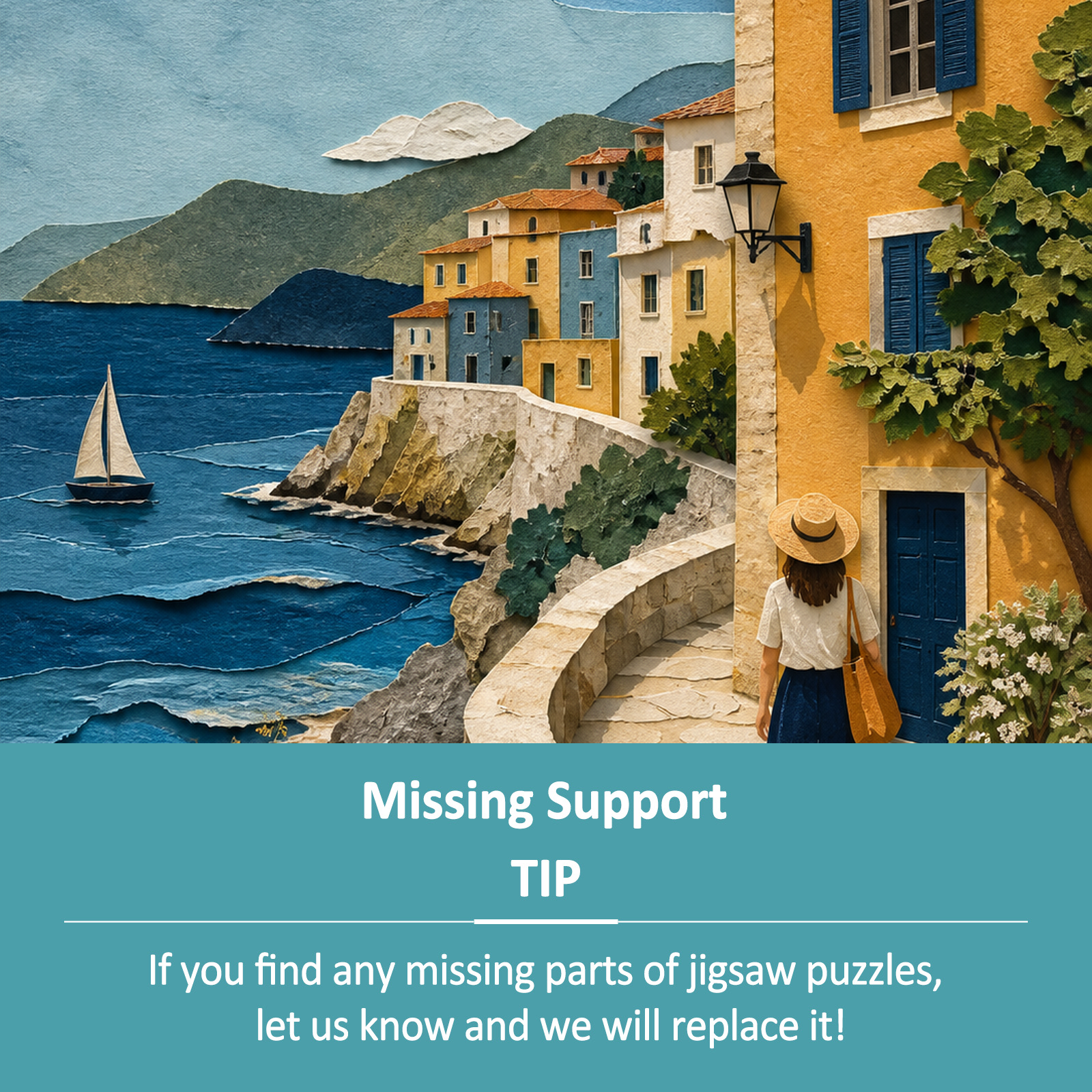 Quiet Painted Seaside Town Portrait Puzzle - puzzle product view
