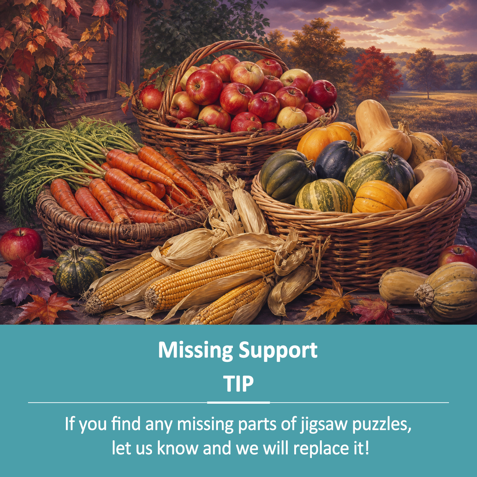 Golden Hour Farmers Market Baskets Botanical Lithograph Landscape - puzzle product view