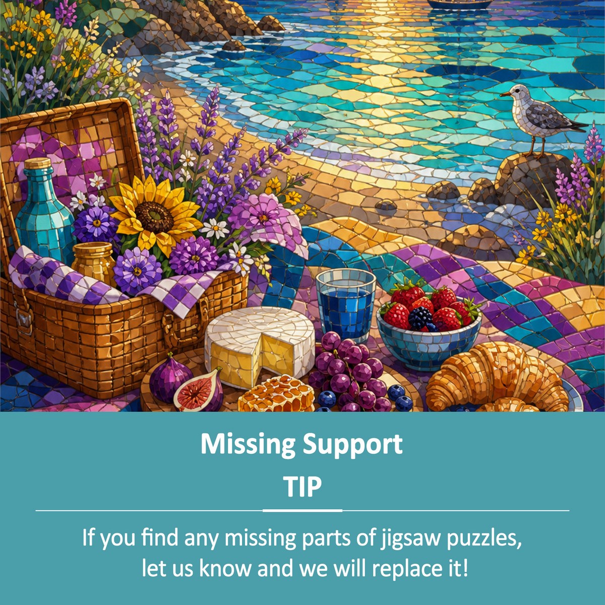 Honeyed Coastal Picnic Feast Portrait Puzzle - puzzle product view