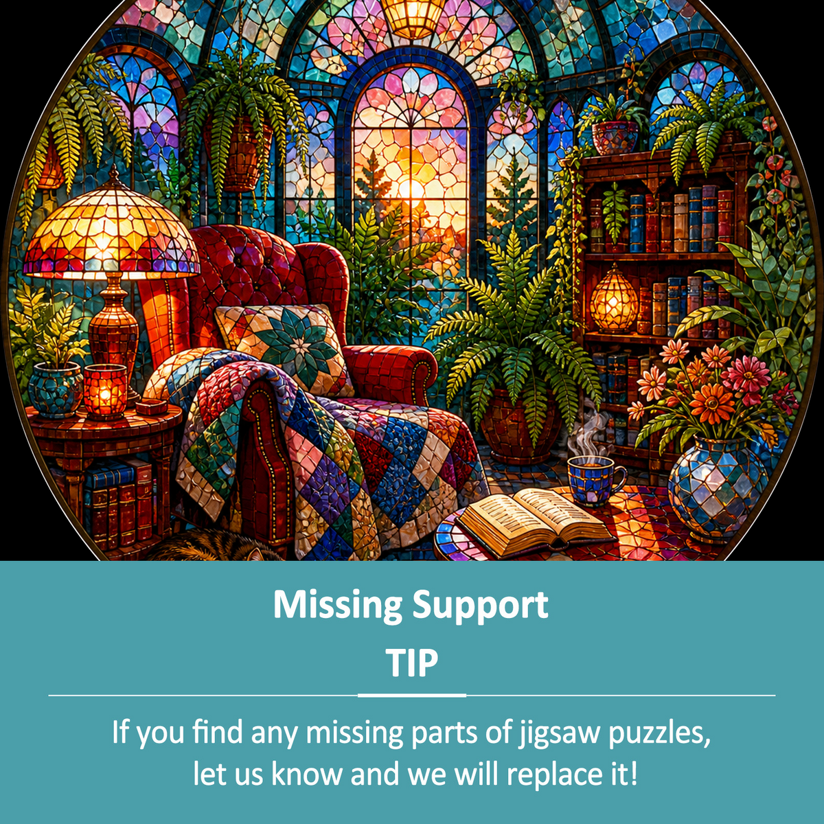 Whispering Reading Nook Conservatory Round Puzzle - puzzle product view