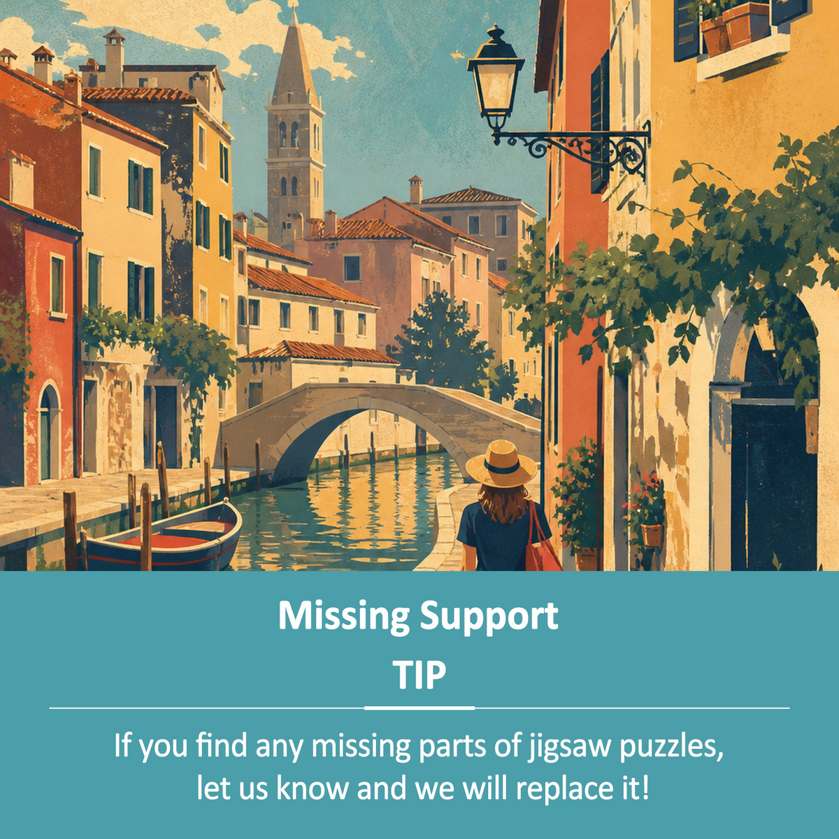 Sunlit Canal-Side Houses Portrait Puzzle - puzzle product view