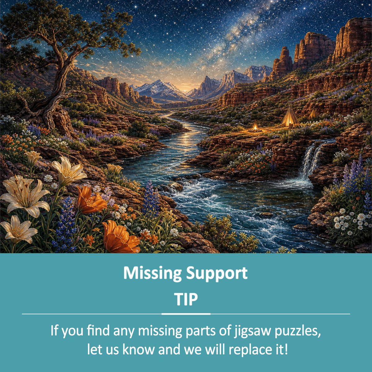 Starlit Wildflower Canyon River Landscape Puzzle - puzzle product view