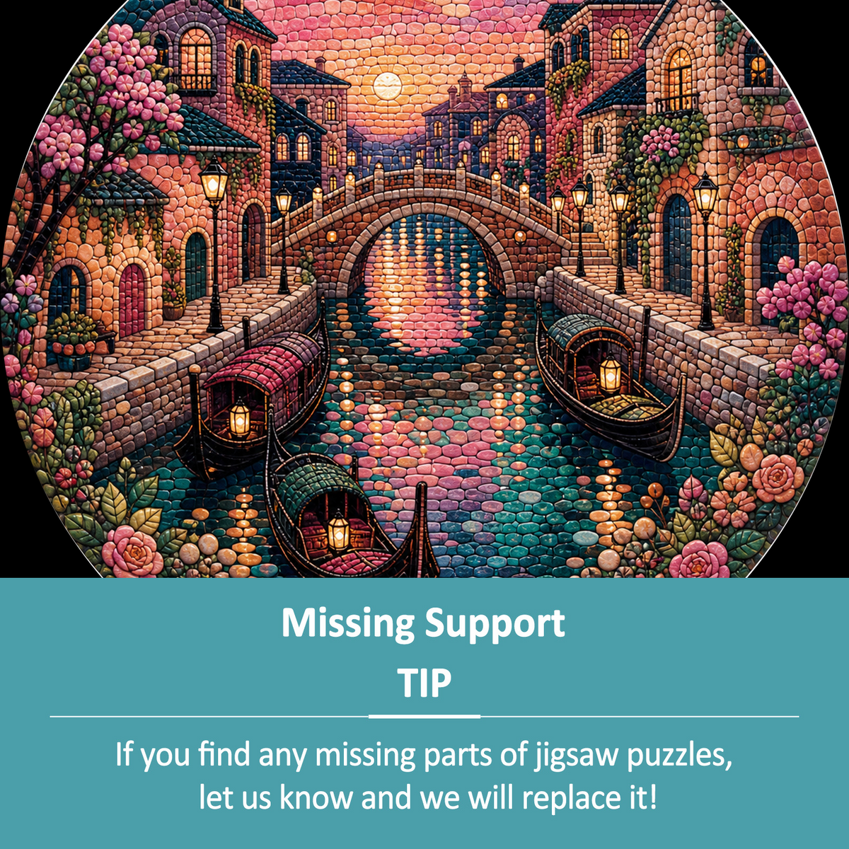 Whispering Canal Lantern Quarter Round Puzzle - puzzle product view