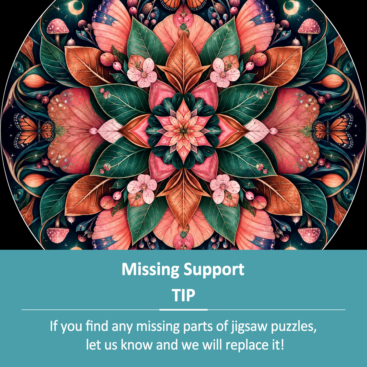 Copperleaf Botanical Kaleidoscope Round Puzzle - puzzle product view