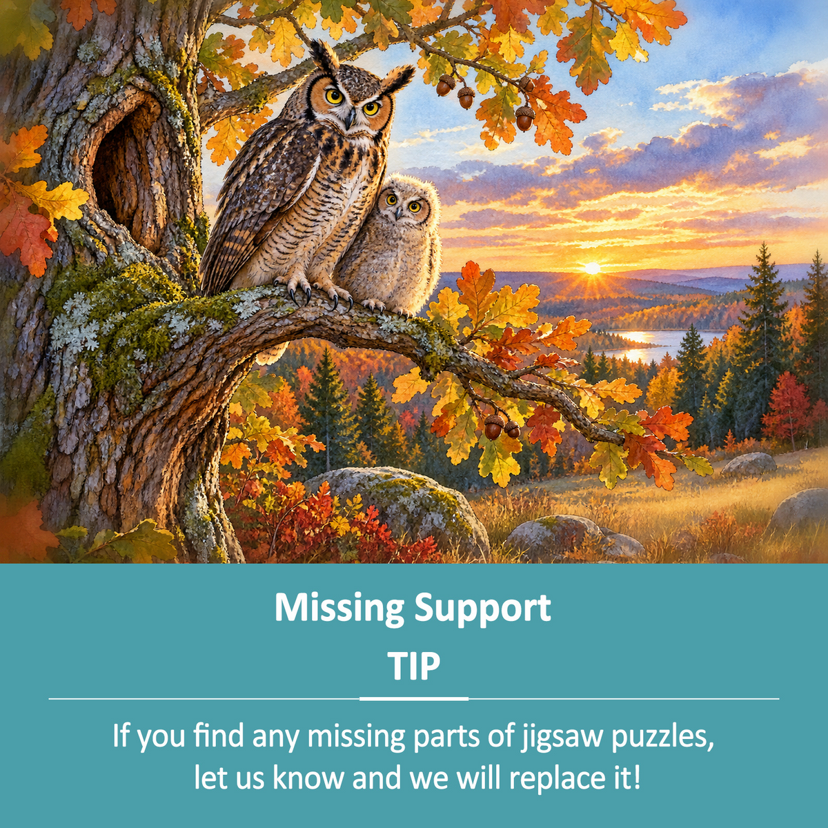 Golden-Hour Owls Landscape Puzzle - puzzle product view