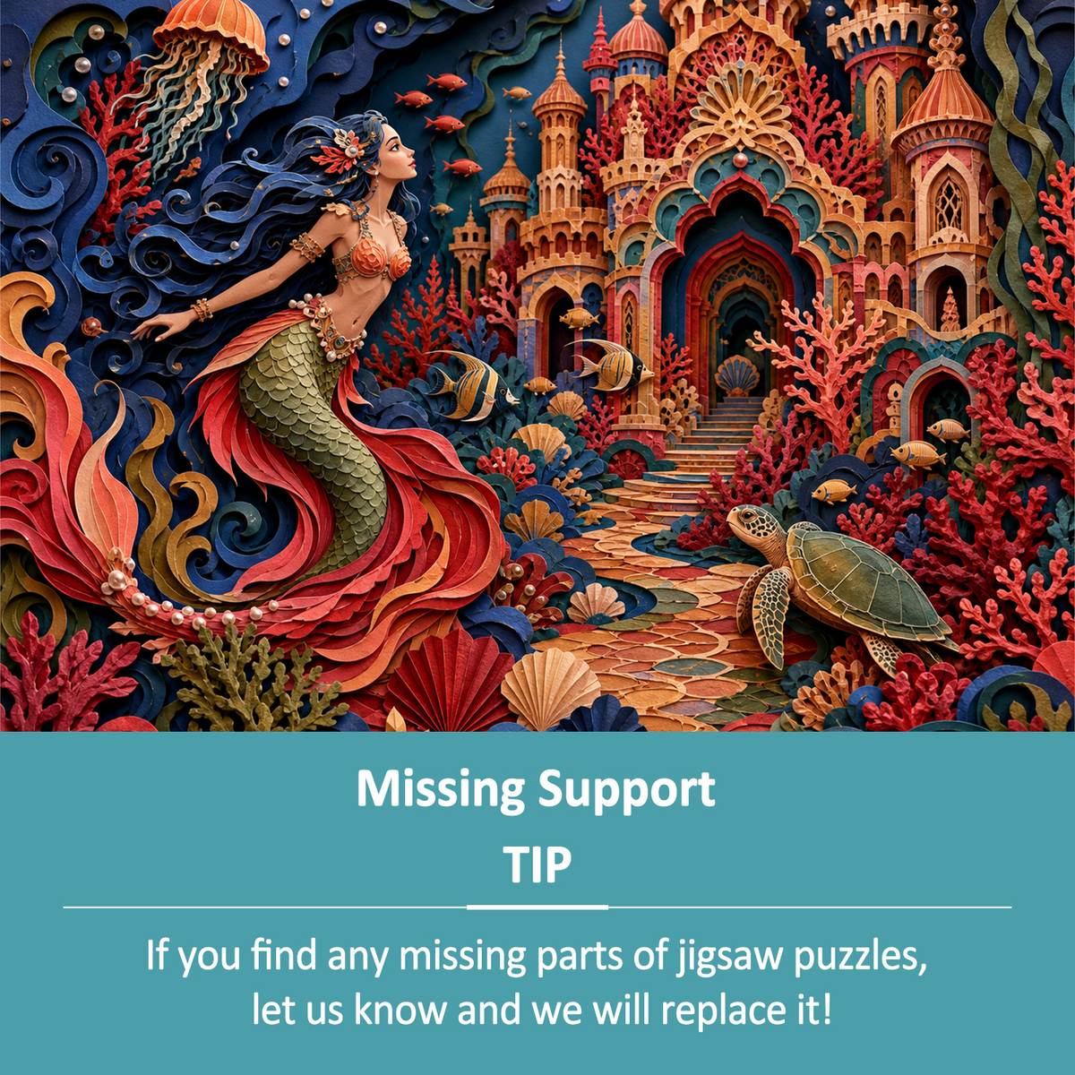 Aurora Mermaid Coral Palace Landscape Puzzle - puzzle product view