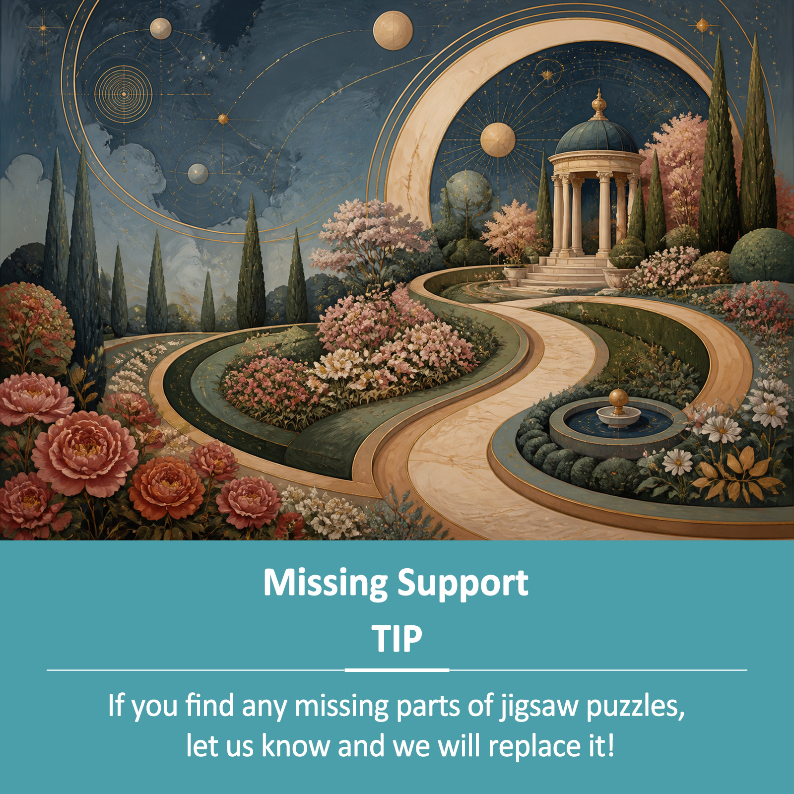 Vibrant Geometric Garden Celestial Chart Landscape Puzzle - puzzle product view