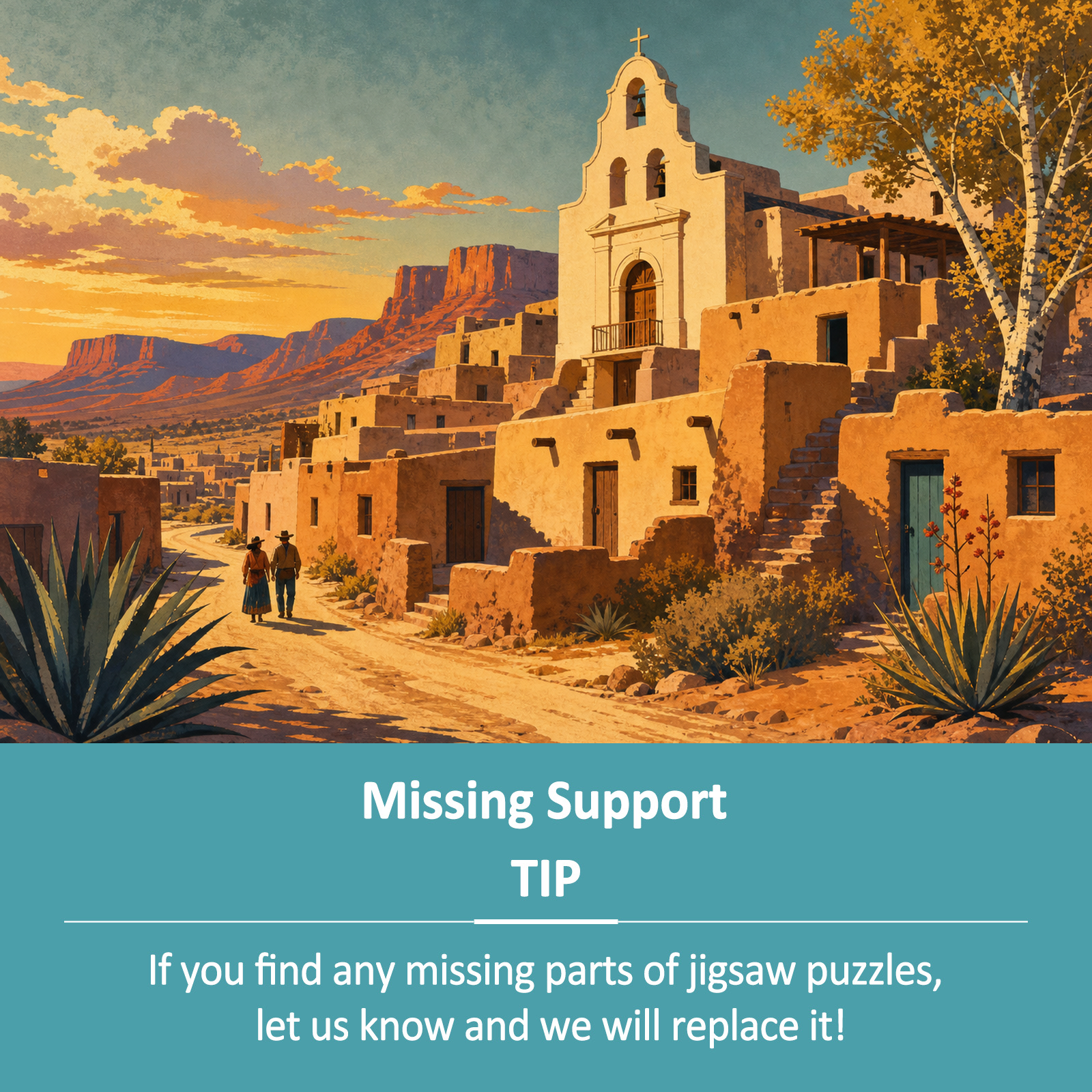 Story Rich Desert Adobe Town Travel Poster Landscape Puzzle - puzzle product view