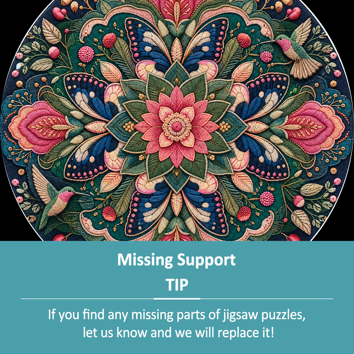 Dancing Botanical Kaleidoscope Round Puzzle - puzzle product view