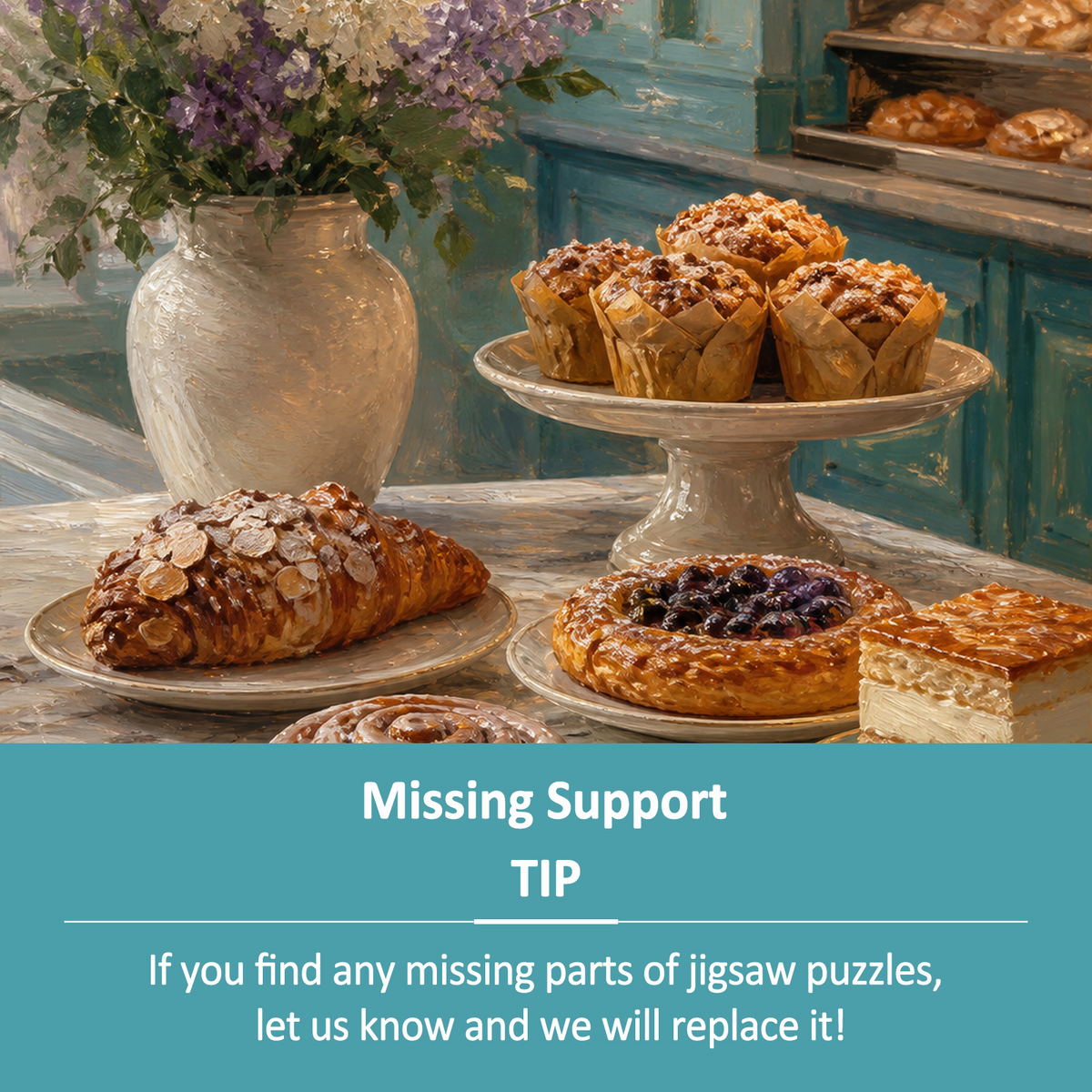Rain Washed Pastry Counter Oil Impasto Portrait Puzzle - puzzle product view
