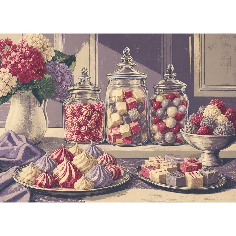 Moonlit Candy Shop Window Screen Print Landscape Puzzle - puzzle artwork