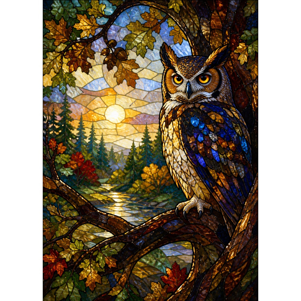 Vibrant Owls Portrait Puzzle - puzzle artwork
