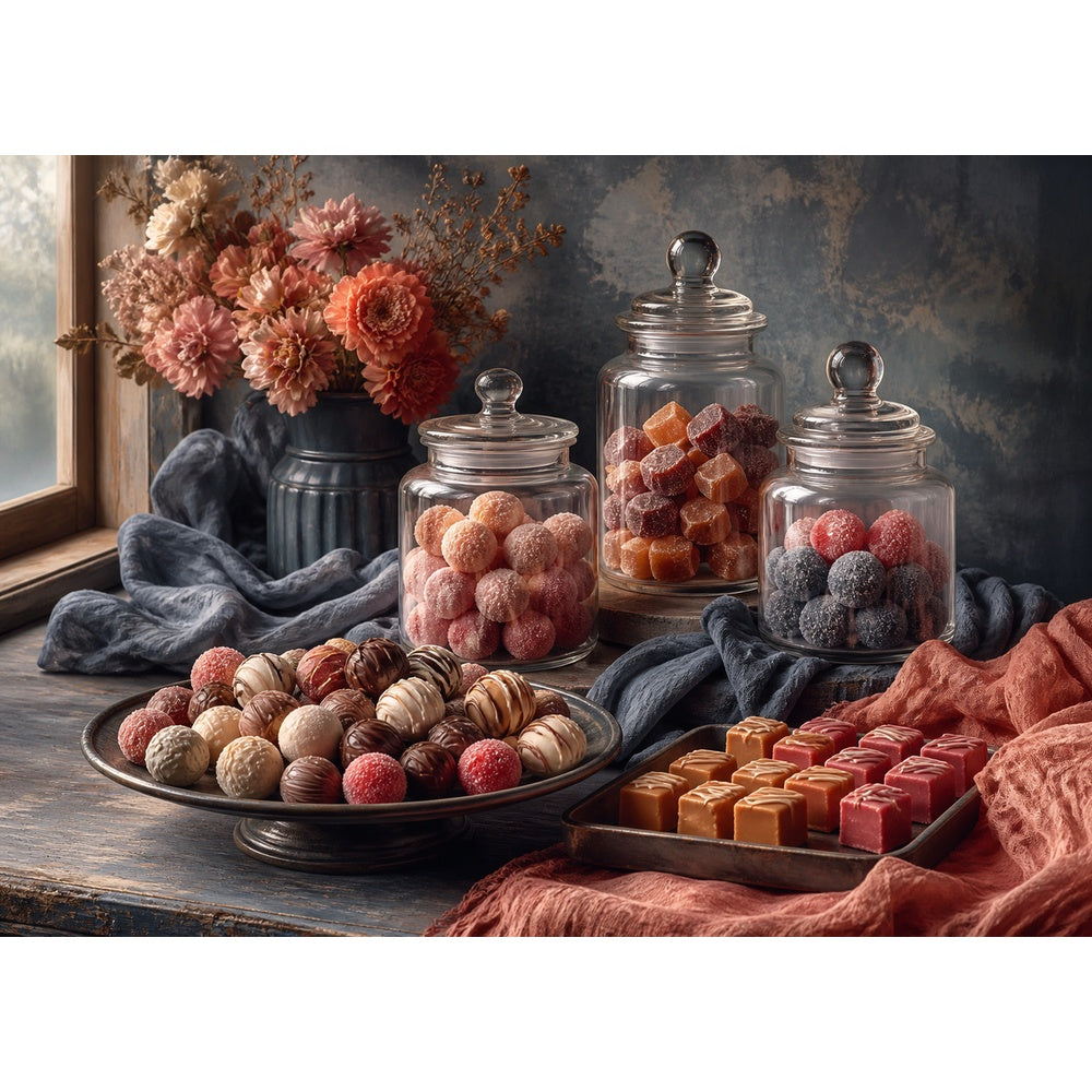 Vibrant Candy Shop Window Paper Cut Collage Landscape Puzzle - puzzle artwork
