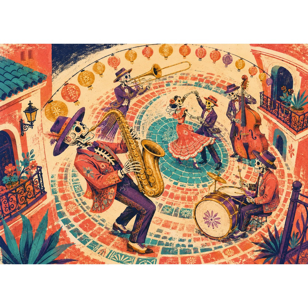 Skeleton Jazz Festival 1000 Piece Puzzle - puzzle artwork