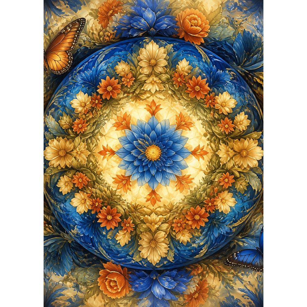 Moonlit Kaleidoscope Bloom Stained Glass Portrait Puzzle - puzzle artwork