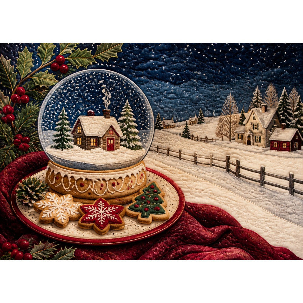 Luminous Snow Globe Cookie Table Textile Quilt Landscape Puzzle - puzzle artwork