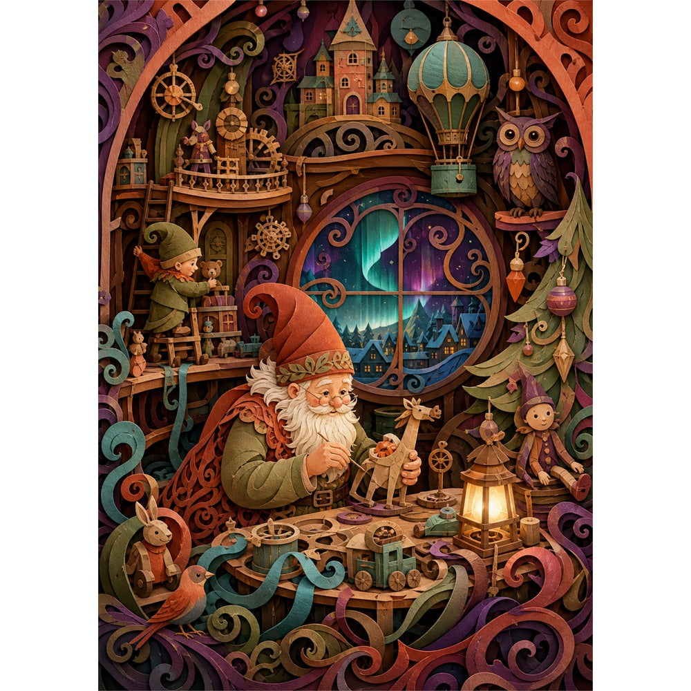 Aurora Holiday Toy Workshop Portrait Puzzle - puzzle artwork