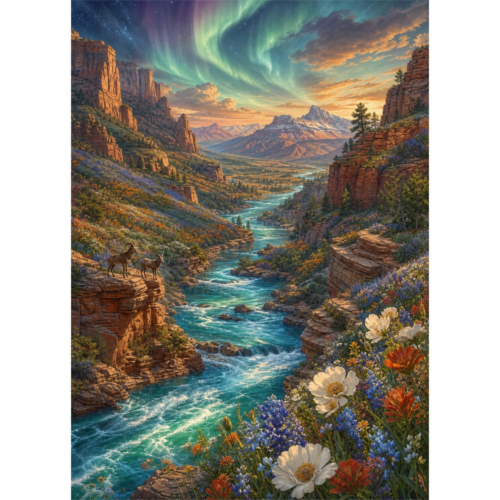 Aurora Wildflower Canyon River 260 Portrait Puzzle - puzzle artwork