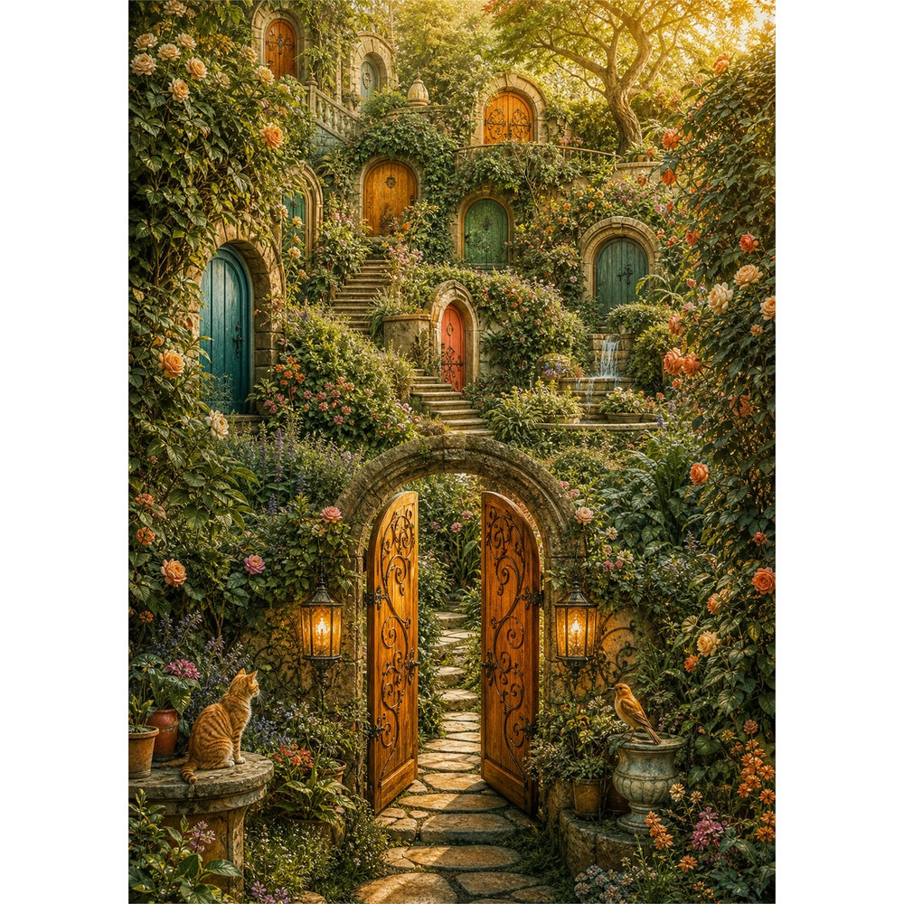 Amber Secret Garden Doors Portrait Puzzle - puzzle artwork