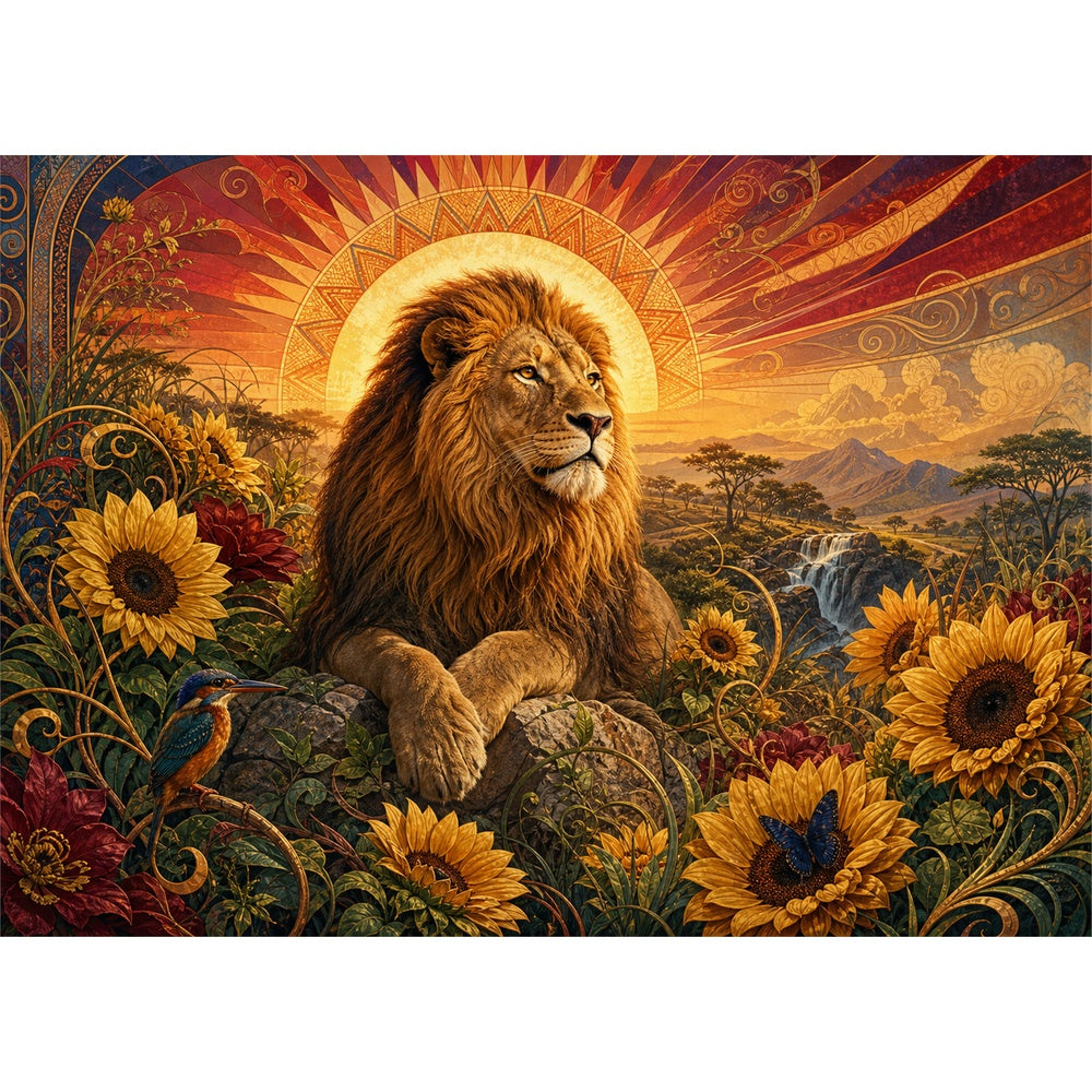 Aurora Lion Sun Garden Landscape Puzzle - puzzle artwork
