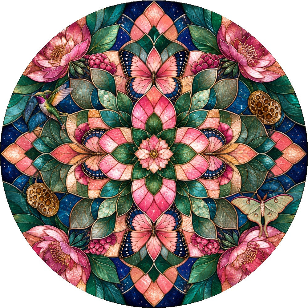 Honeyed Botanical Kaleidoscope 073 Round Puzzle - puzzle artwork