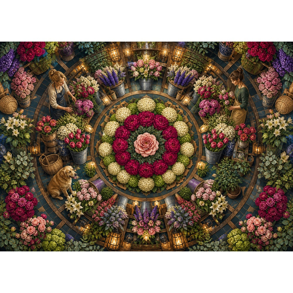 Vibrant Flower Shop Landscape Puzzle - puzzle artwork