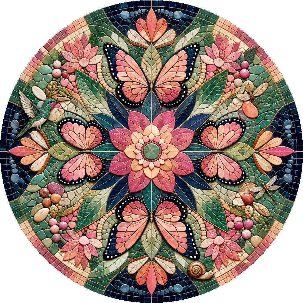 Whispering Botanical Kaleidoscope Round Puzzle - puzzle artwork