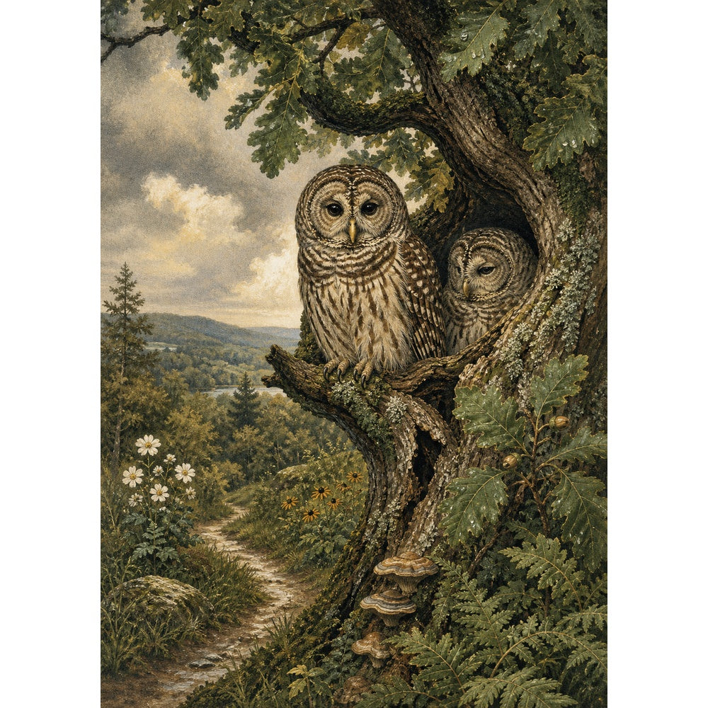 Rain-Washed Owls Portrait Puzzle - puzzle artwork