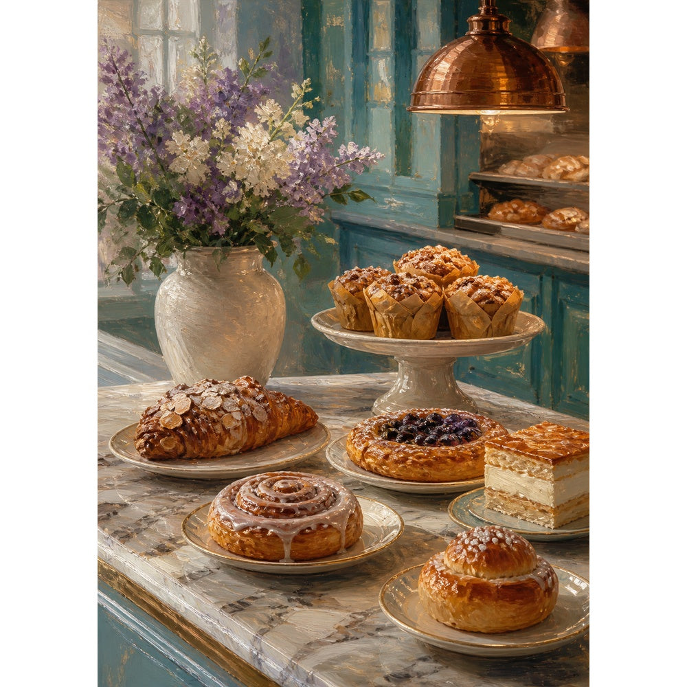 Rain Washed Pastry Counter Oil Impasto Portrait Puzzle - puzzle artwork