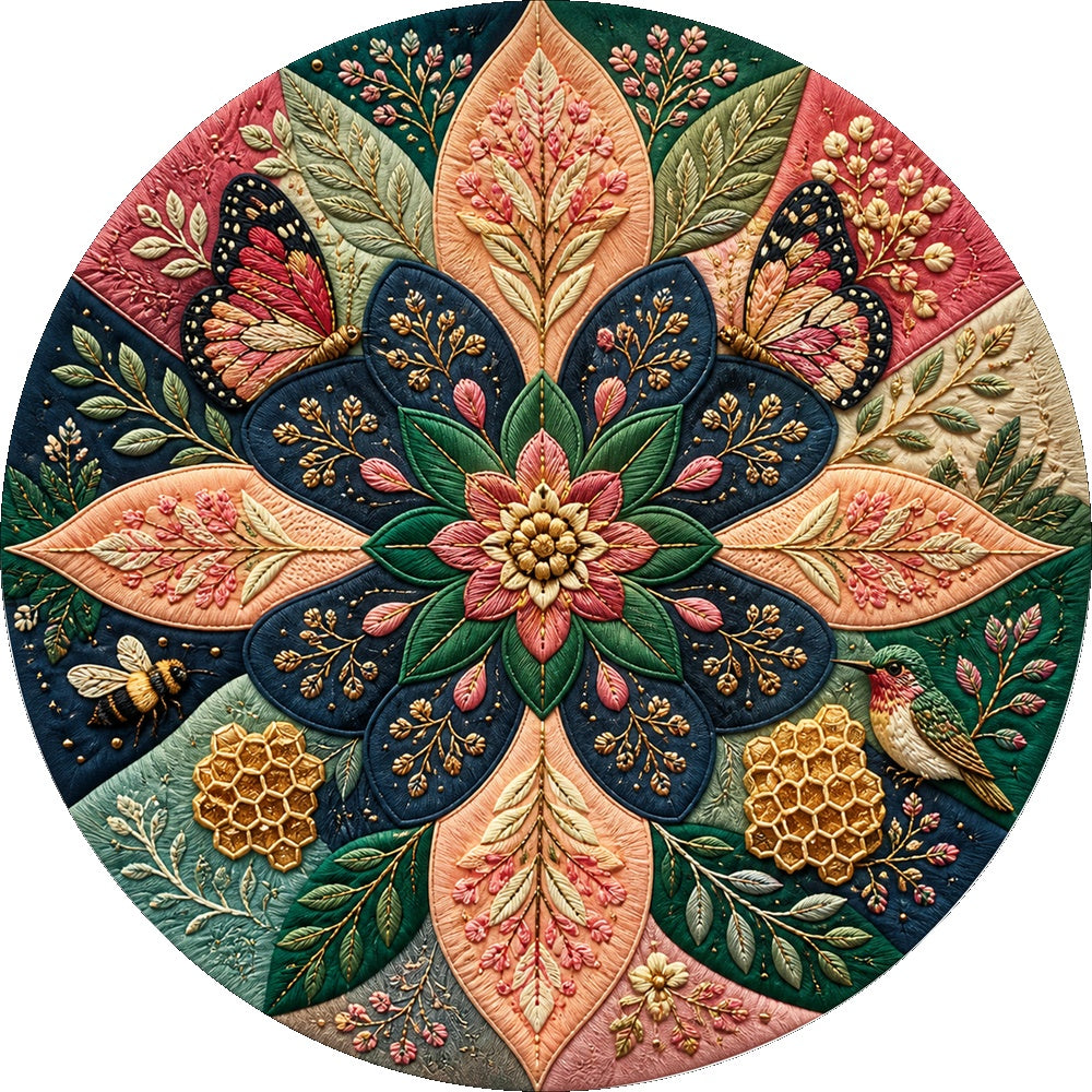 Honeyed Botanical Kaleidoscope Round Puzzle - puzzle artwork