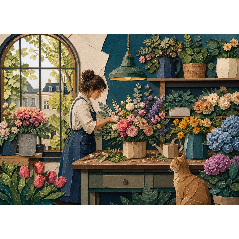 Story-Rich Flower Shop Landscape Puzzle - puzzle artwork