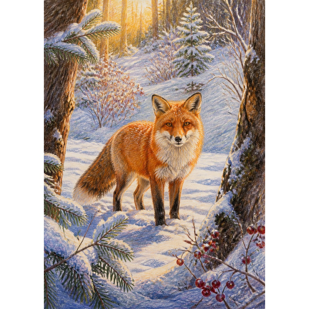 Sunlit Red Fox Portrait Puzzle - puzzle artwork