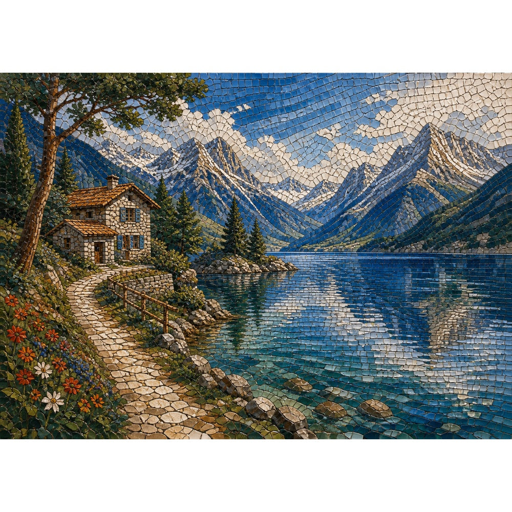 Luminous Alpine Lake Landscape Puzzle - puzzle artwork
