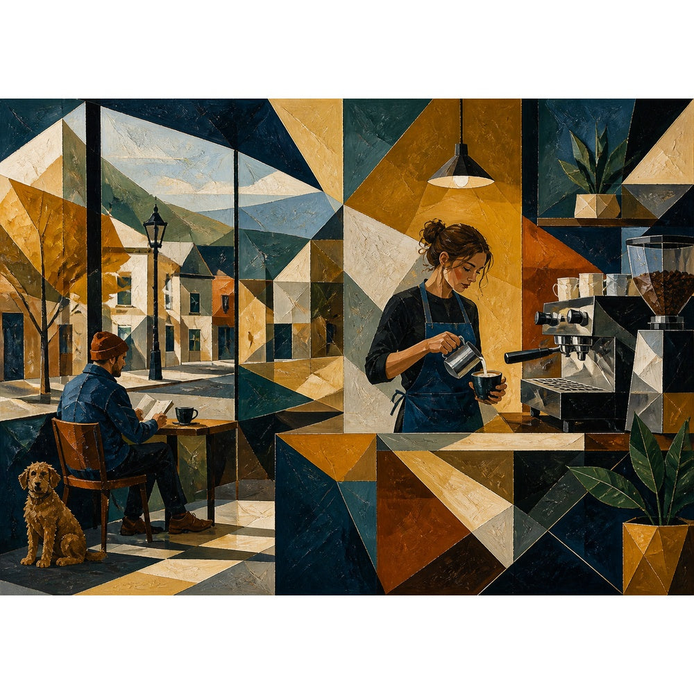 Story-Rich Coffee Roastery Landscape Puzzle - puzzle artwork
