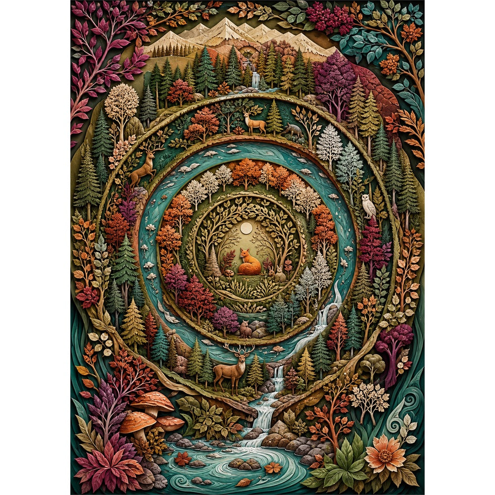 Amber Forest Ring Pattern Portrait Puzzle - puzzle artwork