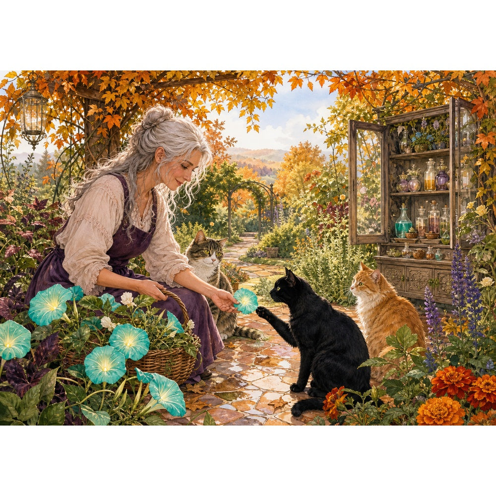 Moonflower Apothecary Cats 1000 Piece Puzzle - puzzle artwork