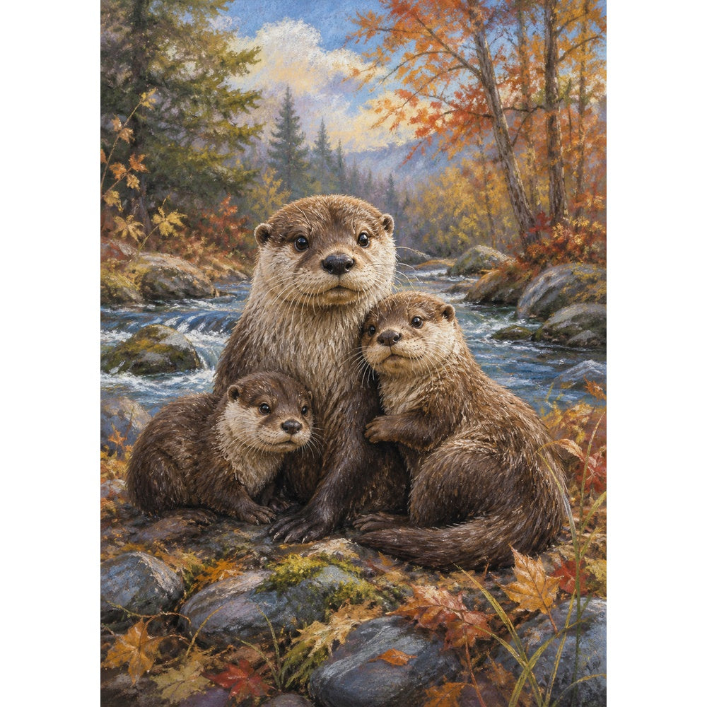 Story-Rich Otter Family Portrait Puzzle - puzzle artwork