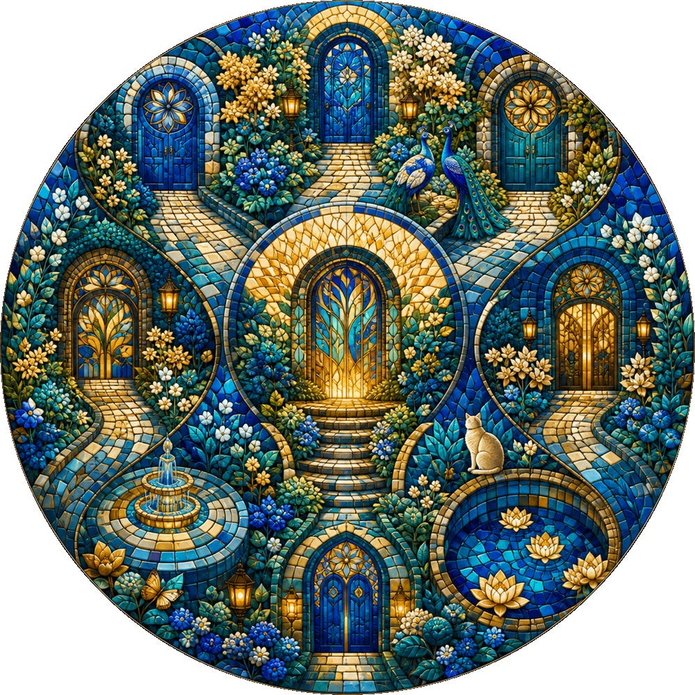 Twilight Secret Garden Doors Round Puzzle - puzzle artwork